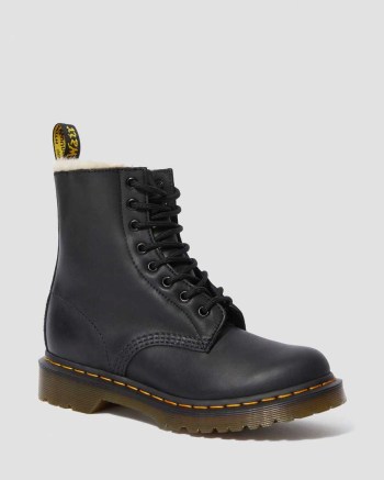 Dr Martens 1460 Faux Fur Lined Šnurovacie Čižmy Damske Čierne | 1754-EPQKJ